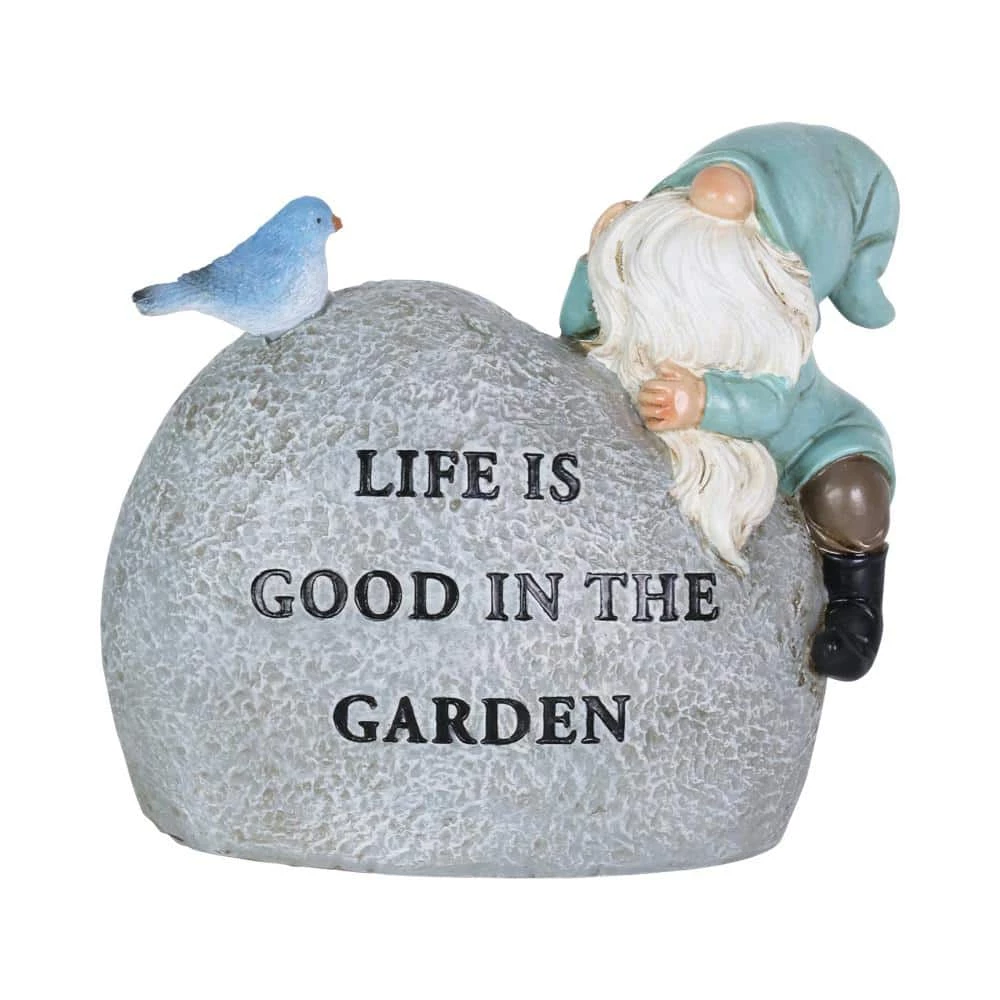 Exhart Solar Hand Painted Inspirational Garden Stone with LED Bird, 3 in. x 5 in. Gnome Garden Statue 3 Exhart Solar Hand Painted Inspirational Garden Stone with LED Bird, 3 in. x 5 in. Gnome Garden Statue