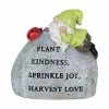 Exhart Solar Hand Painted Gnome Inspirational Garden Stone Statue with LED Lady Bug, 3 in. x 5 in. Gnome Garden Statue