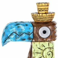 Exhart Solar Blue Tiki Toucan with LED Eyes, 7 in. x 12.5 in. Garden Statue -Cheap Good Directions Store exhart garden statues 73611 rs 4f 1000
