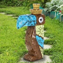 Exhart Solar Blue Tiki Toucan with LED Eyes, 7 in. x 12.5 in. Garden Statue -Cheap Good Directions Store exhart garden statues 73611 rs c3 1000