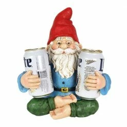 Exhart Hand Painted Yoga Sitting 2 Can or Bottle Holder, 10 in. x 11.5 in. Gnome Garden Statue