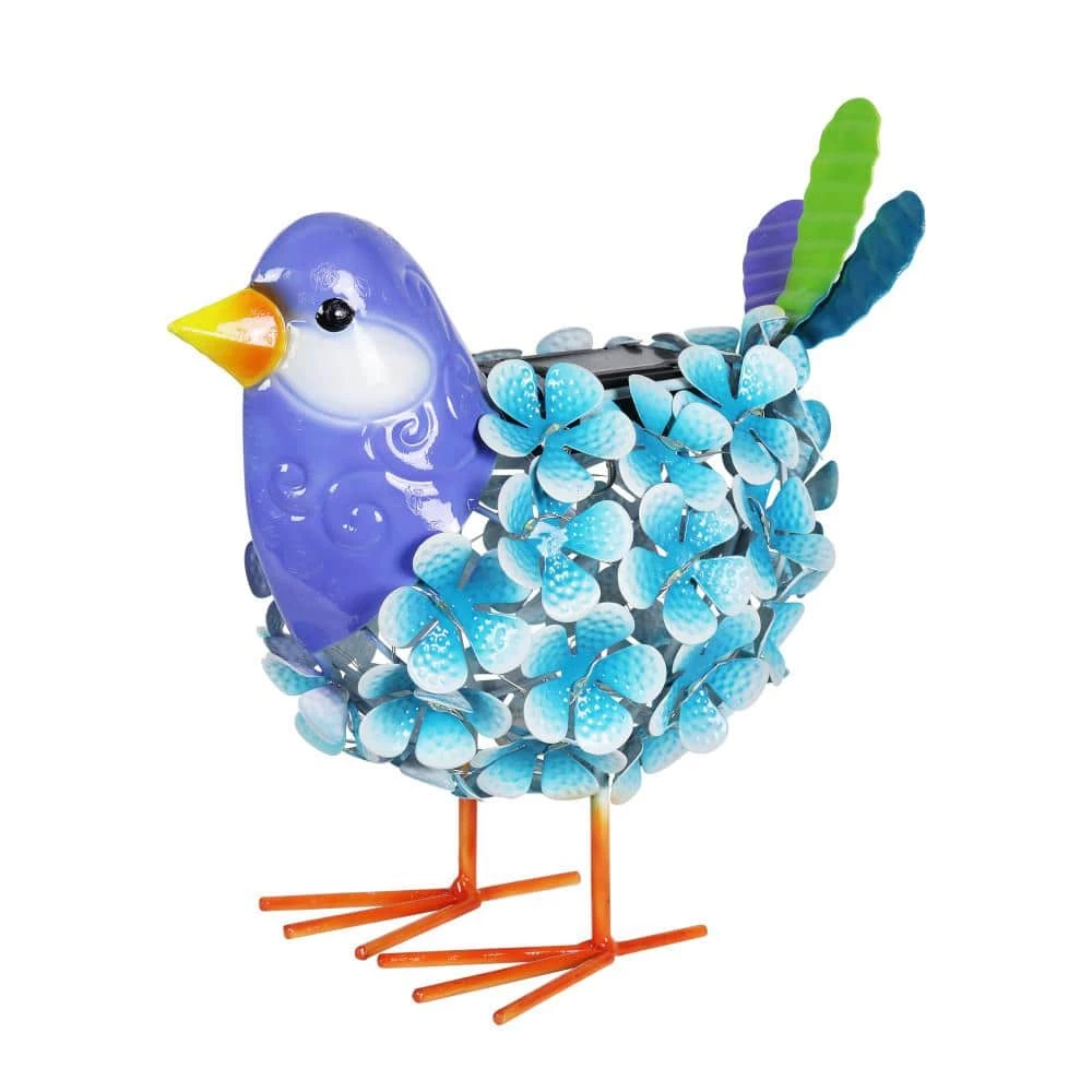 Exhart Solar Blue Metal Song Bird with 38 LEDs in a Flower Body, 6 in. x 7.5 in. Garden Statue 3 Exhart Solar Blue Metal Song Bird with 38 LEDs in a Flower Body, 6 in. x 7.5 in. Garden Statue
