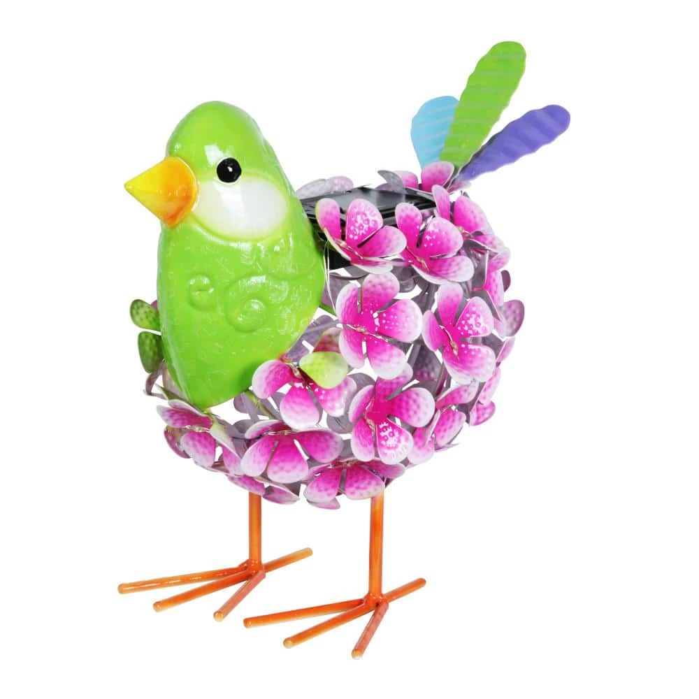 Exhart Solar Pink Metal Song Bird with 38 LEDs in a Flower Body, 6 in. x 7.5 in. Garden Statue 3 Exhart Solar Pink Metal Song Bird with 38 LEDs in a Flower Body, 6 in. x 7.5 in. Garden Statue