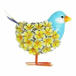 Exhart Solar Yellow Metal Song Bird with 38 LEDs in a Flower Body, 6 in. x 7.5 in. Garden Statue -Cheap Good Directions Store exhart garden statues 73738 rs 1f 1000