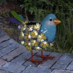 Exhart Solar Yellow Metal Song Bird with 38 LEDs in a Flower Body, 6 in. x 7.5 in. Garden Statue -Cheap Good Directions Store exhart garden statues 73738 rs 31 1000