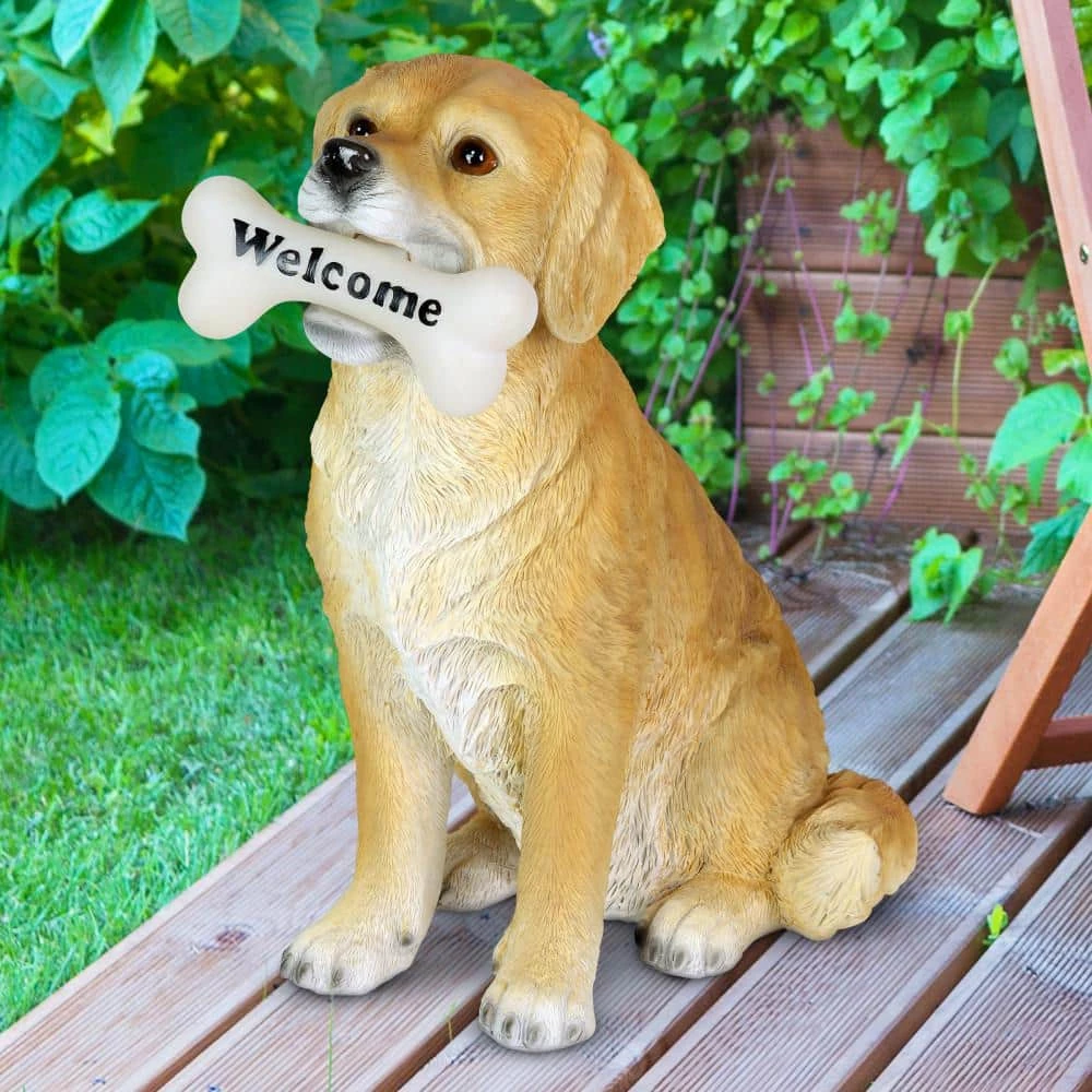 Exhart Solar Labrador Retriever Dog with LED Welcome Bone, 13 in. tall Garden Statue 5 Exhart Solar Labrador Retriever Dog with LED Welcome Bone, 13 in. tall Garden Statue - Image 3