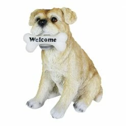 Exhart 7.5 in. x 13 in. Solar Terrier with LED Welcome Bone, Garden Statue