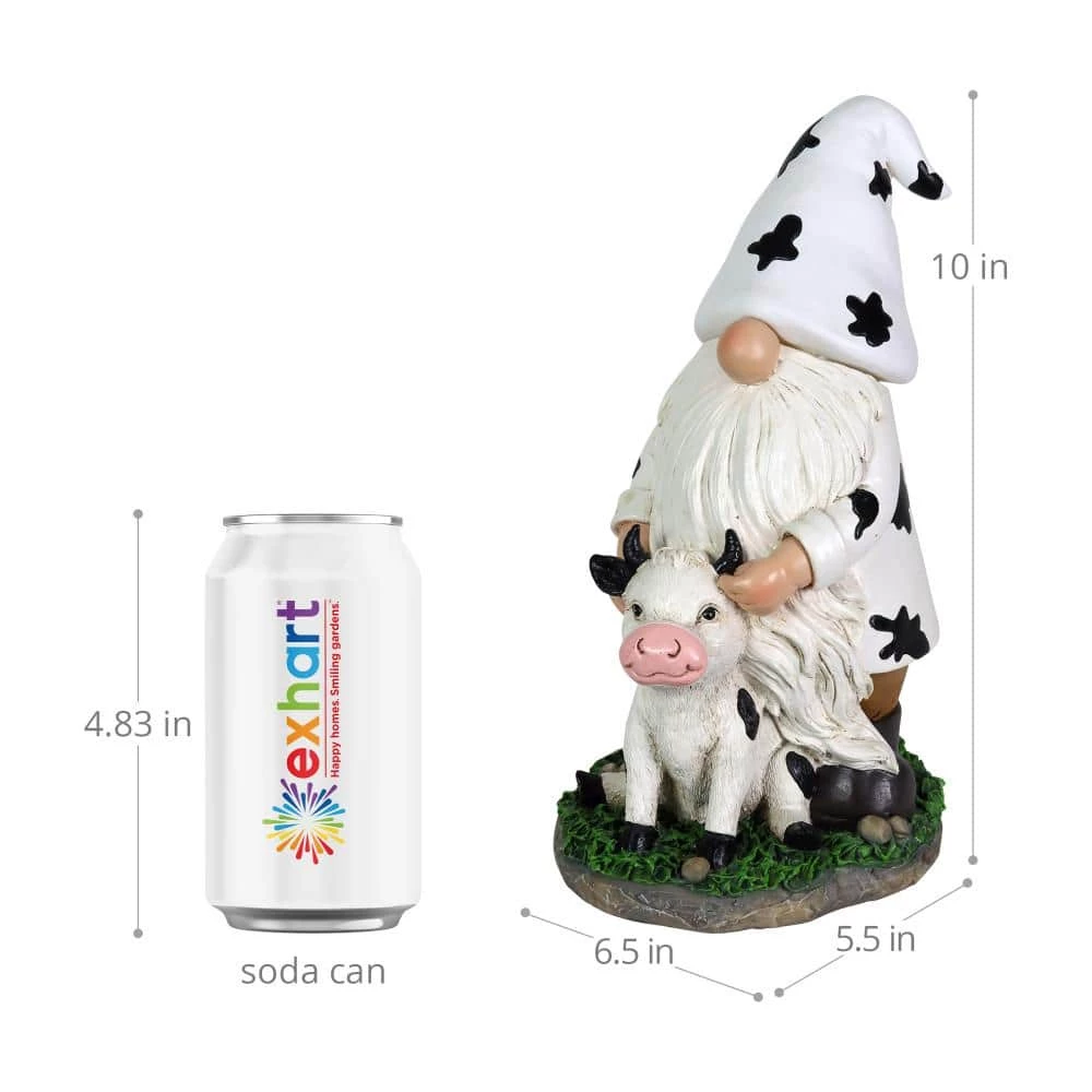 Exhart 6.5 in. x 10 in. Solar Cow Print Hat and Calf, Gnome Garden Statue 7 Exhart 6.5 in. x 10 in. Solar Cow Print Hat and Calf, Gnome Garden Statue - Image 5