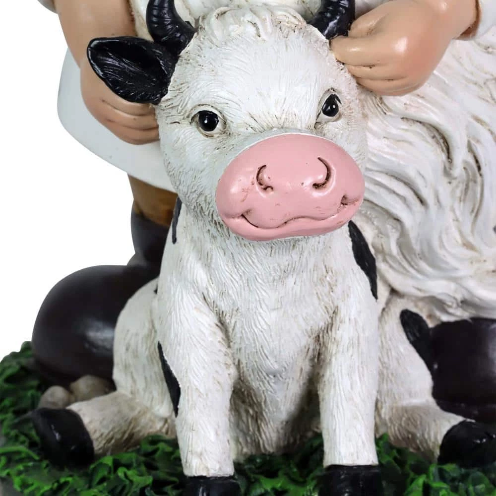 Exhart 6.5 in. x 10 in. Solar Cow Print Hat and Calf, Gnome Garden Statue 8 Exhart 6.5 in. x 10 in. Solar Cow Print Hat and Calf, Gnome Garden Statue - Image 6