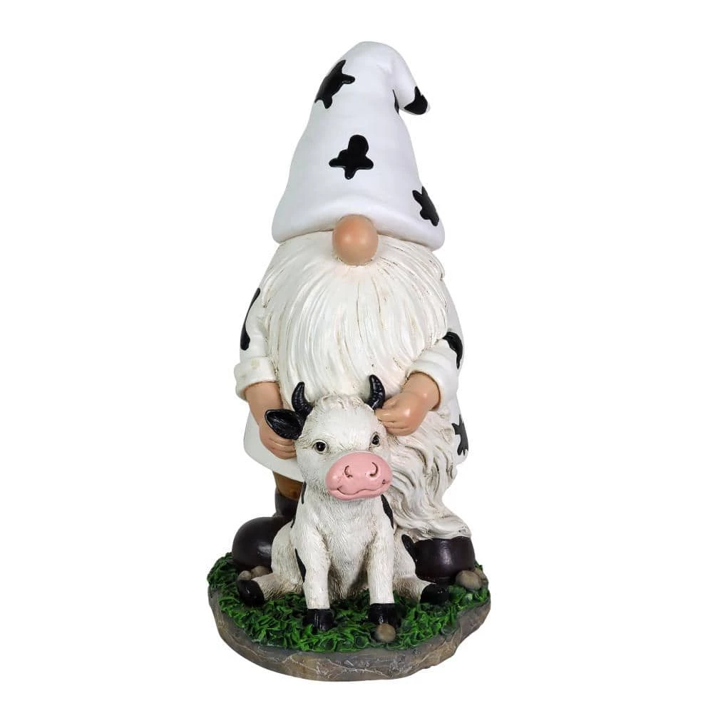Exhart 6.5 in. x 10 in. Solar Cow Print Hat and Calf, Gnome Garden Statue 3 Exhart 6.5 in. x 10 in. Solar Cow Print Hat and Calf, Gnome Garden Statue