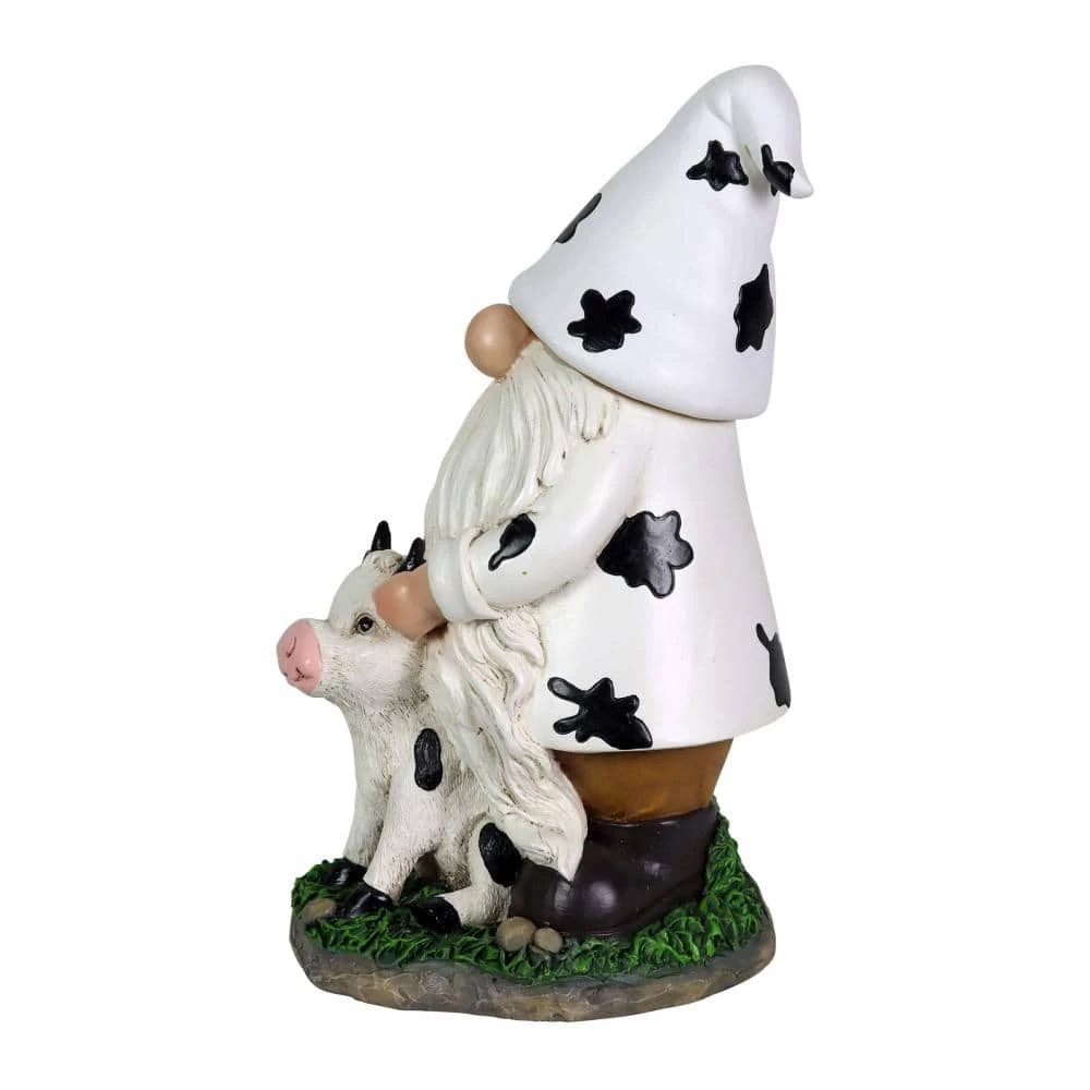 Exhart 6.5 in. x 10 in. Solar Cow Print Hat and Calf, Gnome Garden Statue 4 Exhart 6.5 in. x 10 in. Solar Cow Print Hat and Calf, Gnome Garden Statue - Image 2