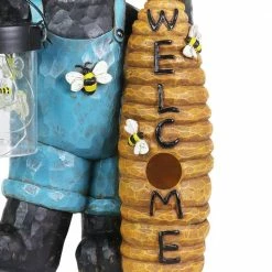 Exhart Solar Hand Painted Country Bear with Lantern Jar of LED Fireflies and Welcome Beehive, 7.5 in. x 12.5 in. Garden Statue -Cheap Good Directions Store exhart garden statues 74002 rs 4f 1000