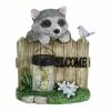 Exhart Solar Hand Painted Raccoon with a Lantern Jar of LED Fireflies by a Welcome Fence, 9 in. x 10.5 in. Garden Statue 2 Exhart Solar Hand Painted Raccoon with a Lantern Jar of LED Fireflies by a Welcome Fence, 9 in. x 10.5 in. Garden Statue -Cheap Good Directions Store exhart garden statues 74008 rs 64 1000
