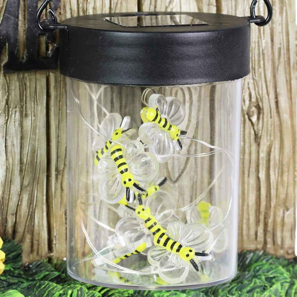 Exhart Solar Hand Painted Bear with a Lantern Jar of LED Fireflies by a Welcome Fence, 9.5 in. x 11 in. Garden Statue 8 Exhart Solar Hand Painted Bear with a Lantern Jar of LED Fireflies by a Welcome Fence, 9.5 in. x 11 in. Garden Statue - Image 6