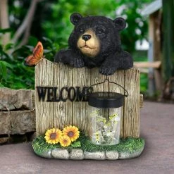 Exhart Solar Hand Painted Bear with a Lantern Jar of LED Fireflies by a Welcome Fence, 9.5 in. x 11 in. Garden Statue 13 Exhart Solar Hand Painted Bear with a Lantern Jar of LED Fireflies by a Welcome Fence, 9.5 in. x 11 in. Garden Statue -Cheap Good Directions Store exhart garden statues 74009 rs c3 1000