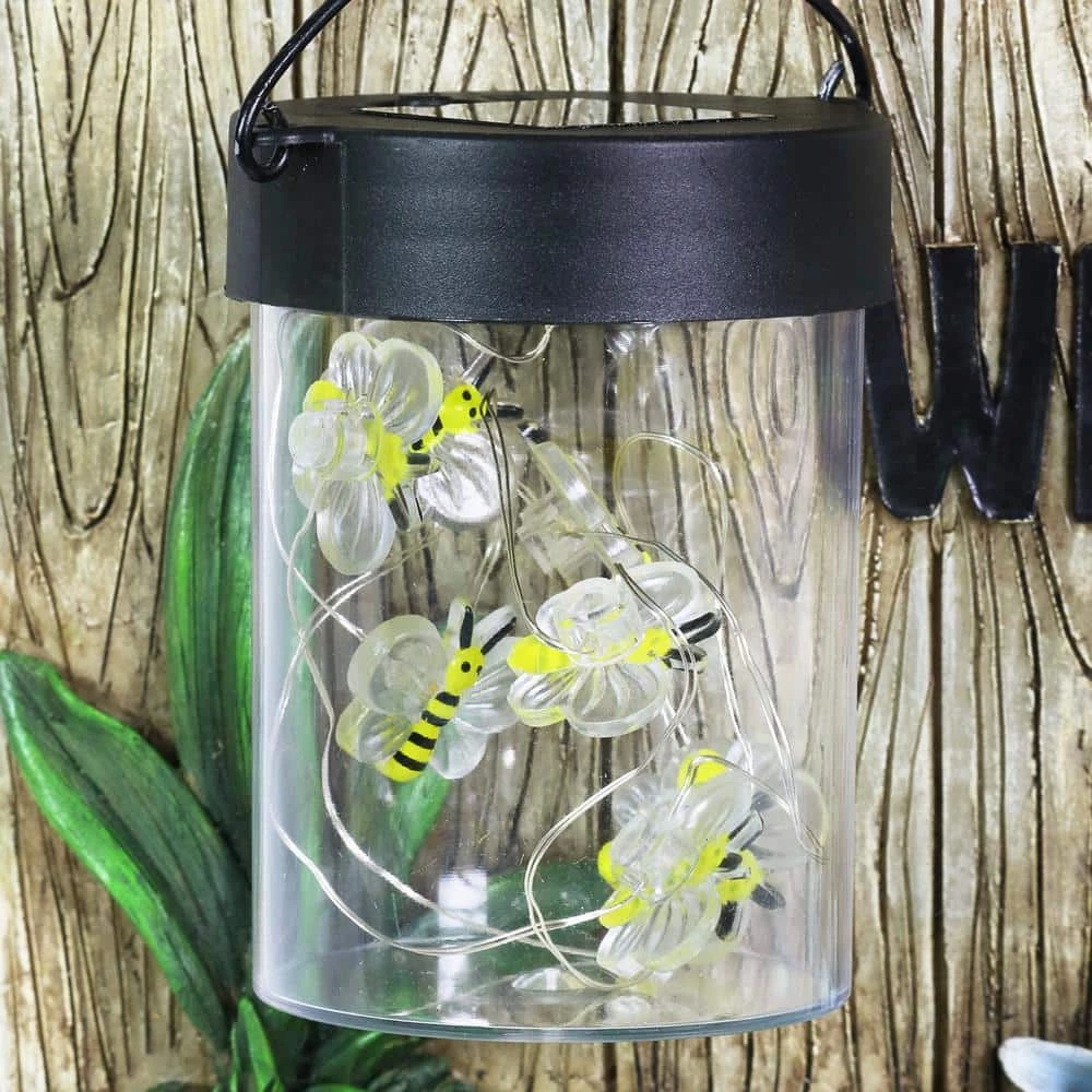 Exhart Solar Hand Painted Fox with a Lantern Jar of LED Fireflies by a Welcome Fence, 8.5 in. x 11 in. Garden Statue 8 Exhart Solar Hand Painted Fox with a Lantern Jar of LED Fireflies by a Welcome Fence, 8.5 in. x 11 in. Garden Statue - Image 6