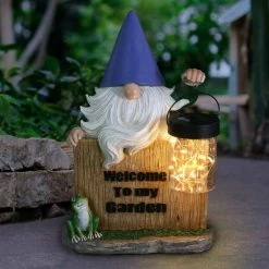 Exhart Solar Hand Painted with a Lantern Jar of LED Fireflies by a Welcome Fence, 8.5 in. x 12.5 in. Gnome Garden Statue 19 Exhart Solar Hand Painted with a Lantern Jar of LED Fireflies by a Welcome Fence, 8.5 in. x 12.5 in. Gnome Garden Statue -Cheap Good Directions Store exhart garden statues 74011 rs 31 1000