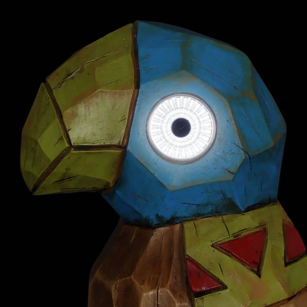 Exhart Solar Blue Tiki Parrot with LED Eyes, 8 in. x 10 in. Garden Statue 9 Exhart Solar Blue Tiki Parrot with LED Eyes, 8 in. x 10 in. Garden Statue - Image 7