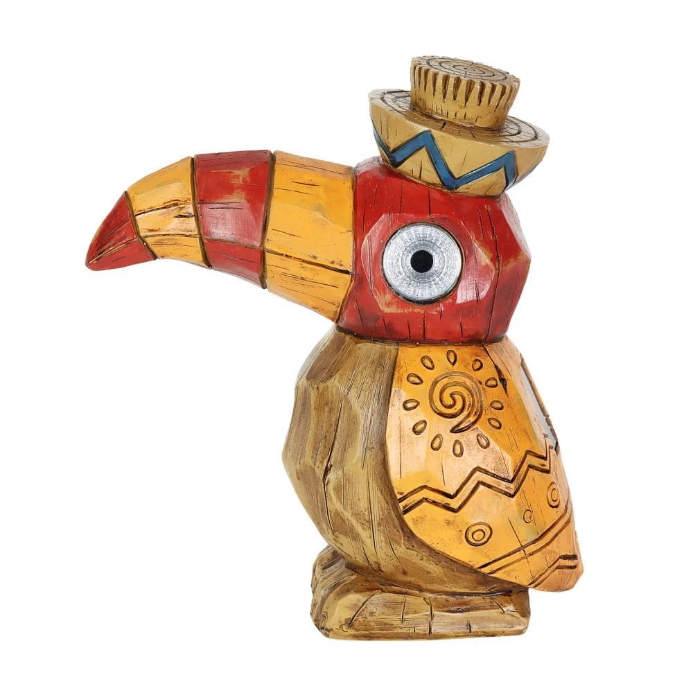 Exhart Solar Orange Tiki Toucan with LED Eyes, 10 in. x 10 in. Garden Statue 4 Exhart Solar Orange Tiki Toucan with LED Eyes, 10 in. x 10 in. Garden Statue - Image 2