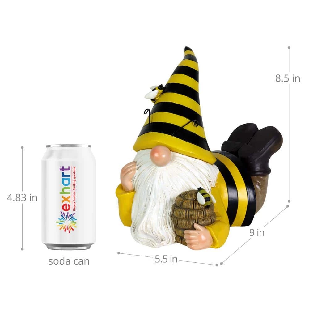 Exhart Solar Beekeeper with Beehive, 5.5 in. x 8.5 in. Gnome Garden Statue 6 Exhart Solar Beekeeper with Beehive, 5.5 in. x 8.5 in. Gnome Garden Statue - Image 4