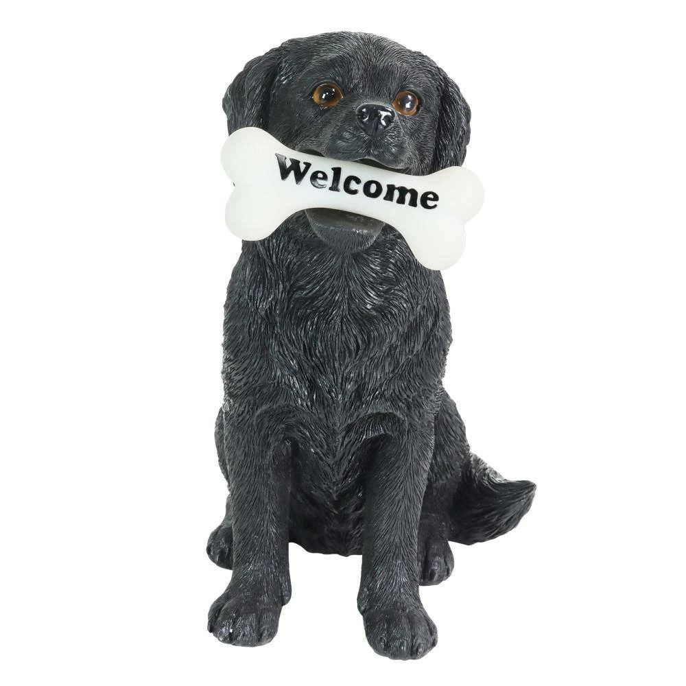 Exhart Solar Black Labrador Retriever Dog with LED Welcome Bone, 13 in. tall Garden Statue 9 Exhart Solar Black Labrador Retriever Dog with LED Welcome Bone, 13 in. tall Garden Statue - Image 7