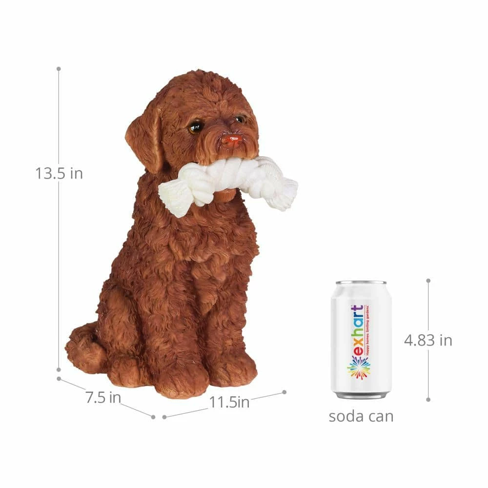 Exhart Solar Doodle Dog with LED Rope Toy, 13.5 in. tall Garden Statue 7 Exhart Solar Doodle Dog with LED Rope Toy, 13.5 in. tall Garden Statue - Image 5