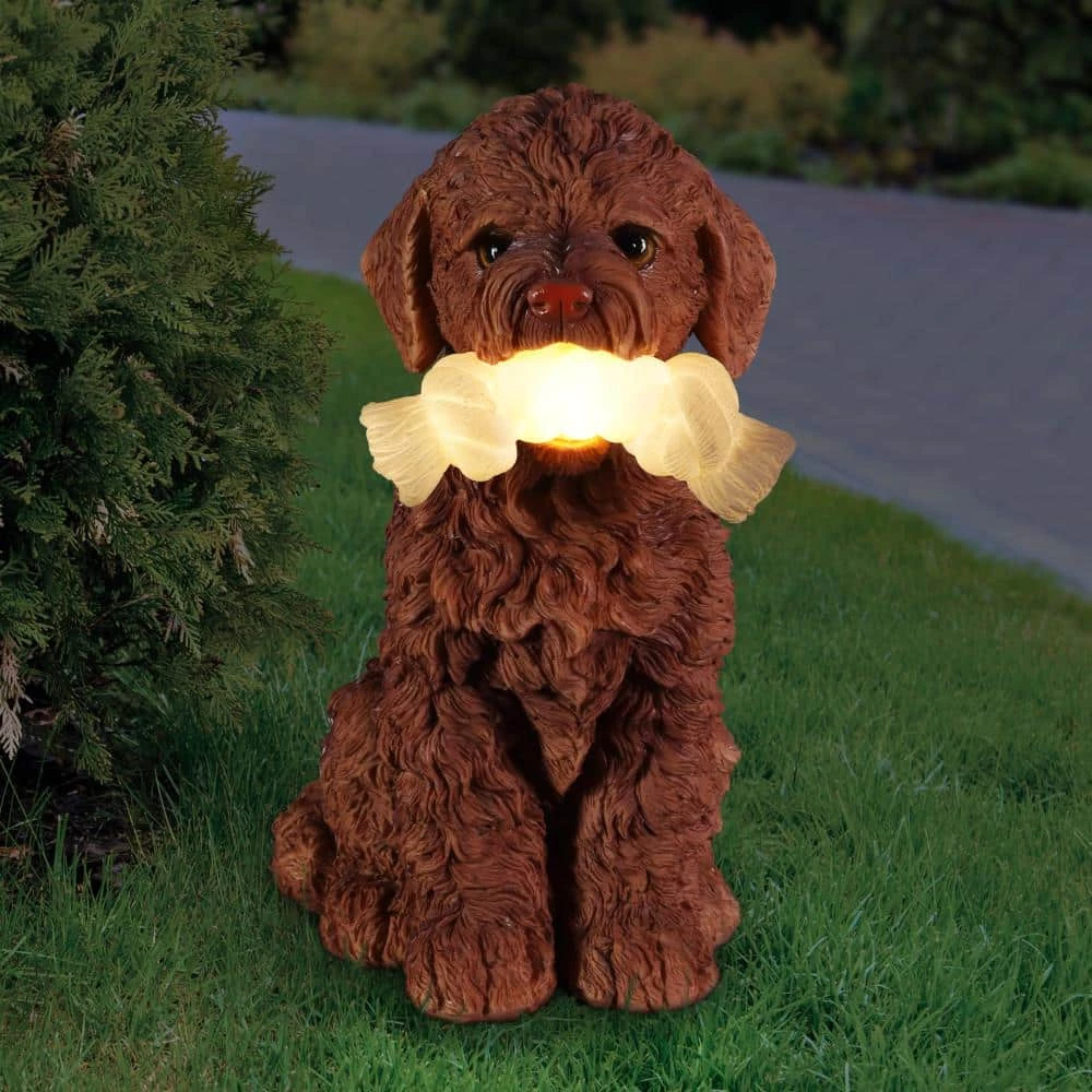 Exhart Solar Doodle Dog with LED Rope Toy, 13.5 in. tall Garden Statue 11 Exhart Solar Doodle Dog with LED Rope Toy, 13.5 in. tall Garden Statue - Image 9