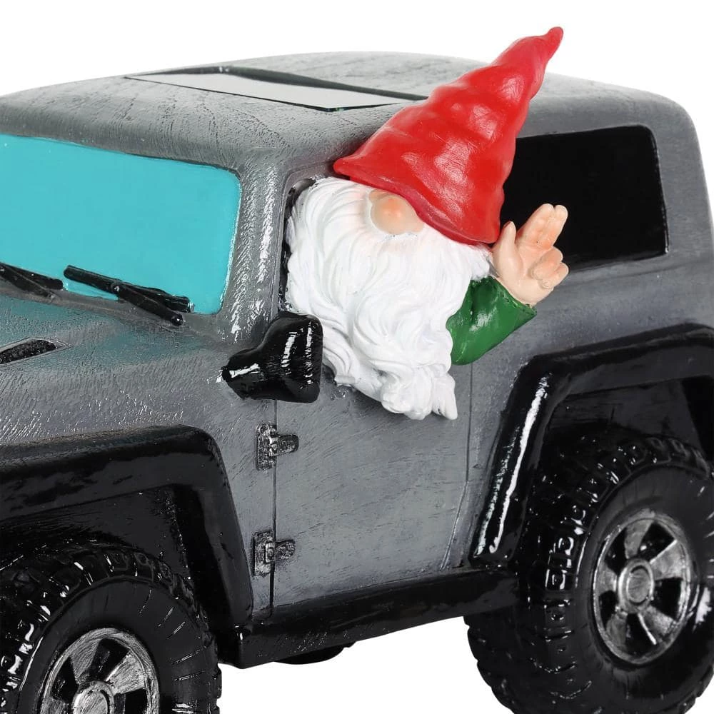 Exhart Solar Hand Painted Off-Roading, 11 in. x 6.5 in. Gnome Garden Statue 6 Exhart Solar Hand Painted Off-Roading, 11 in. x 6.5 in. Gnome Garden Statue - Image 4