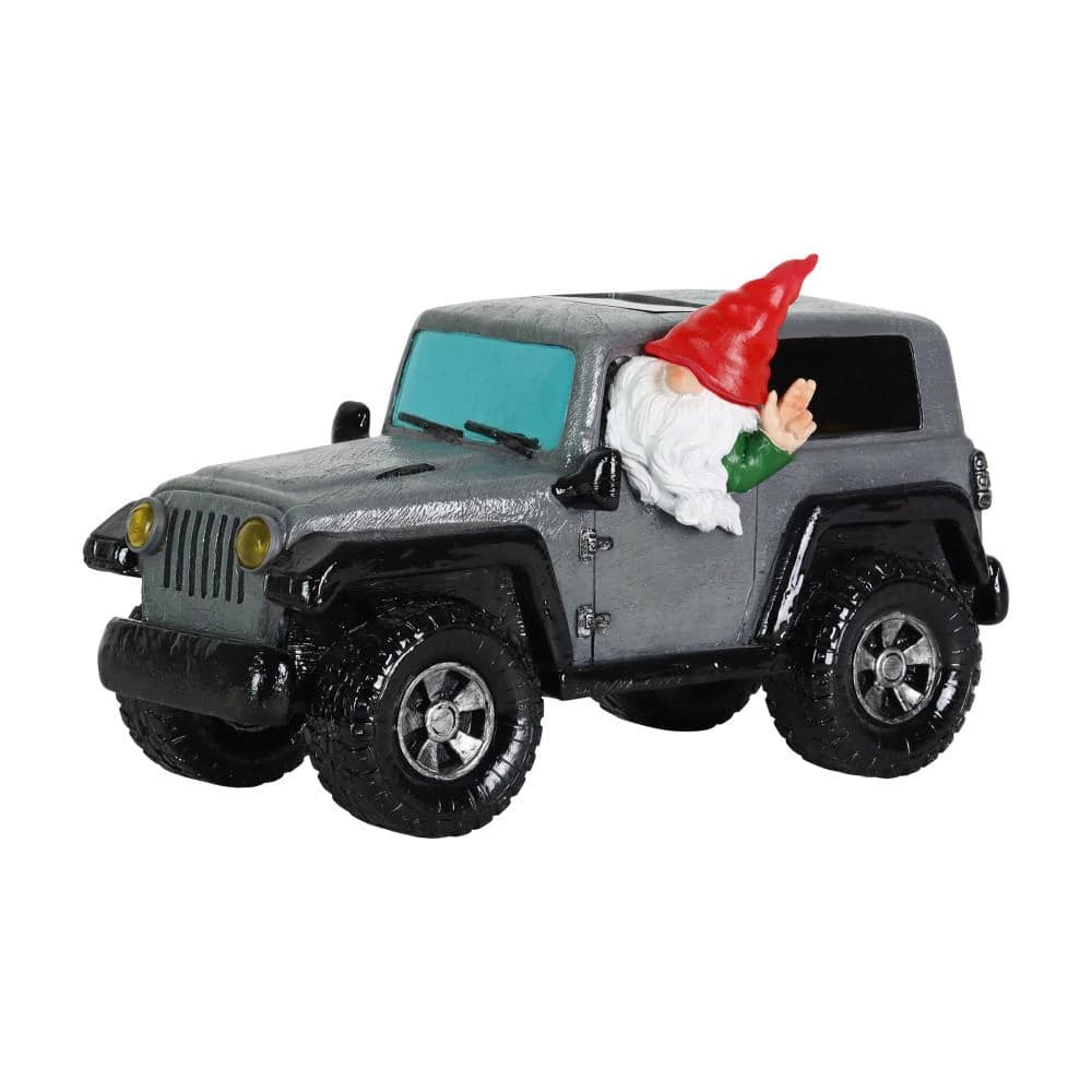 Exhart Solar Hand Painted Off-Roading, 11 in. x 6.5 in. Gnome Garden Statue 3 Exhart Solar Hand Painted Off-Roading, 11 in. x 6.5 in. Gnome Garden Statue