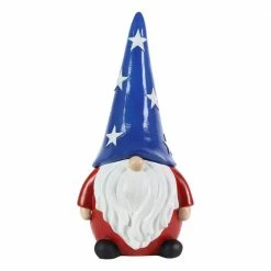 Exhart Hand Painted Patriotic LED Hat On A Battery Operated Timer, 6 in. x 12.5 in. Gnome Garden Statue