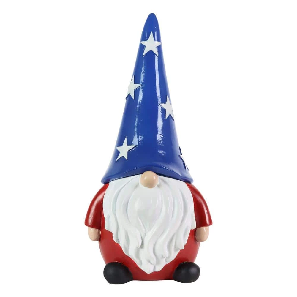Exhart Hand Painted Patriotic LED Hat On A Battery Operated Timer, 6 in. x 12.5 in. Gnome Garden Statue 3 Exhart Hand Painted Patriotic LED Hat On A Battery Operated Timer, 6 in. x 12.5 in. Gnome Garden Statue