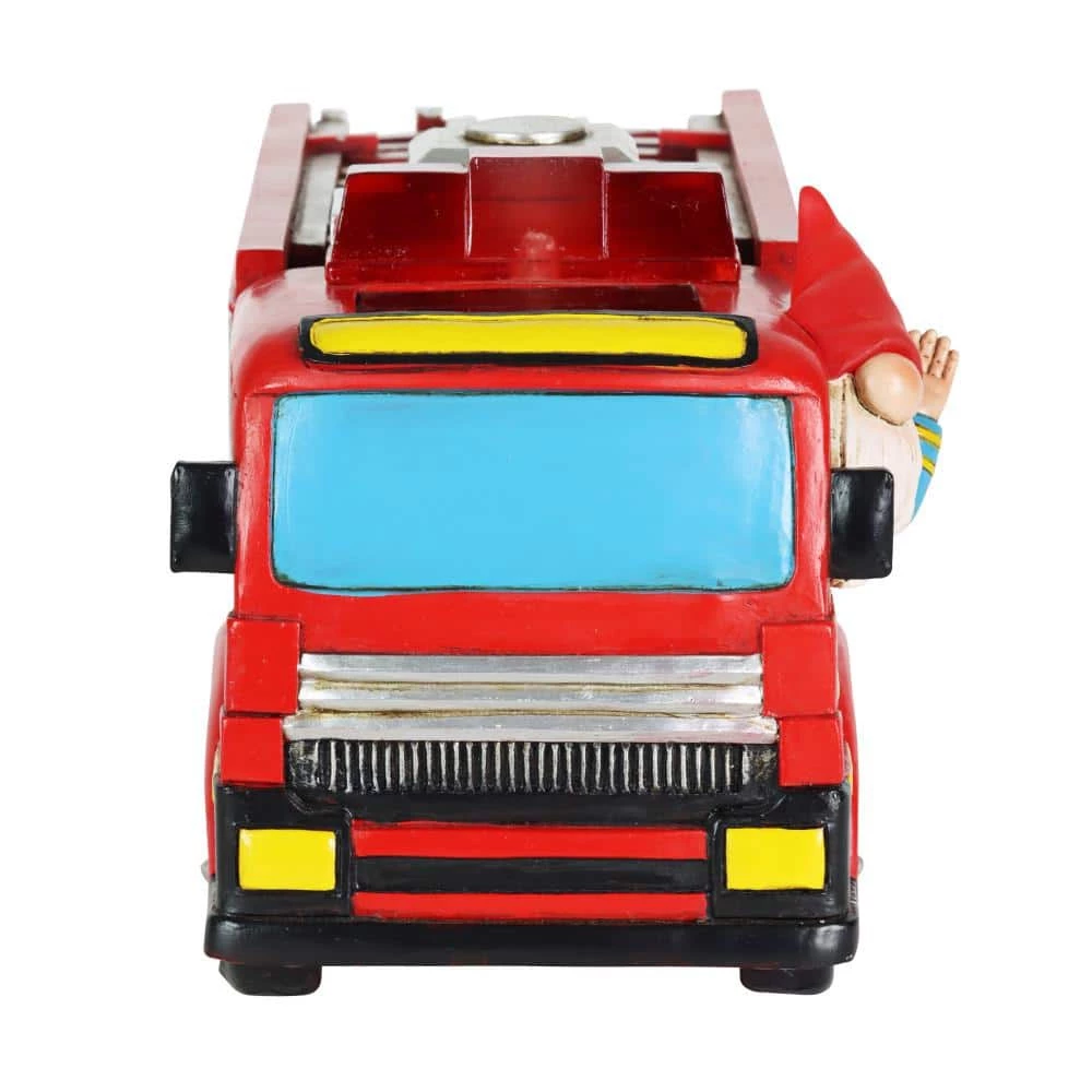 Exhart Solar Hand Painted Driving a Fire Truck, 11.5 in. x 6.5 in. Gnome Garden Statue 11 Exhart Solar Hand Painted Driving a Fire Truck, 11.5 in. x 6.5 in. Gnome Garden Statue - Image 9