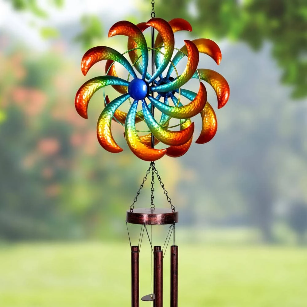 Exhart Rainbow Dual Spinner Metal Wind Chimes 6 Exhart Rainbow Dual Spinner Metal Wind Chimes - Image 4