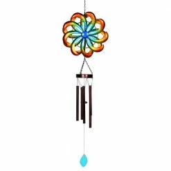 Exhart Rainbow Dual Spinner Metal Wind Chimes