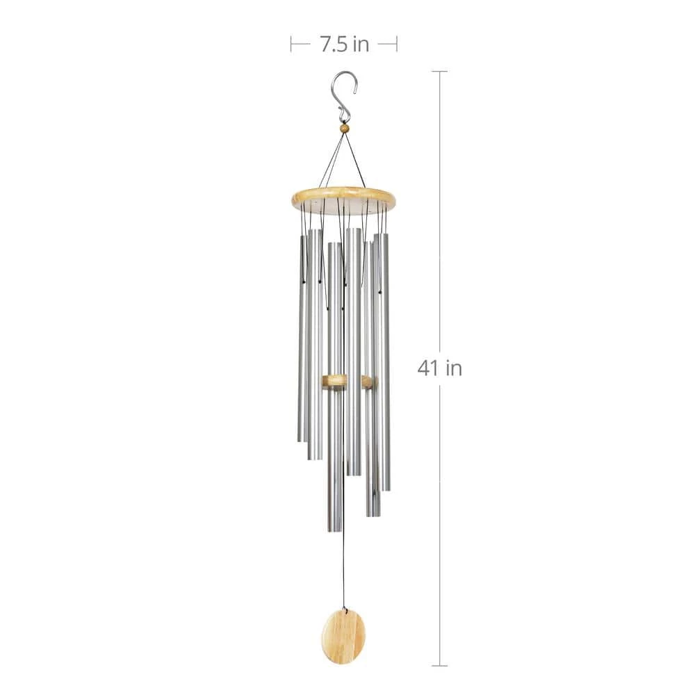 Exhart Silver Large Metal Wind Chimes 5 Exhart Silver Large Metal Wind Chimes - Image 4