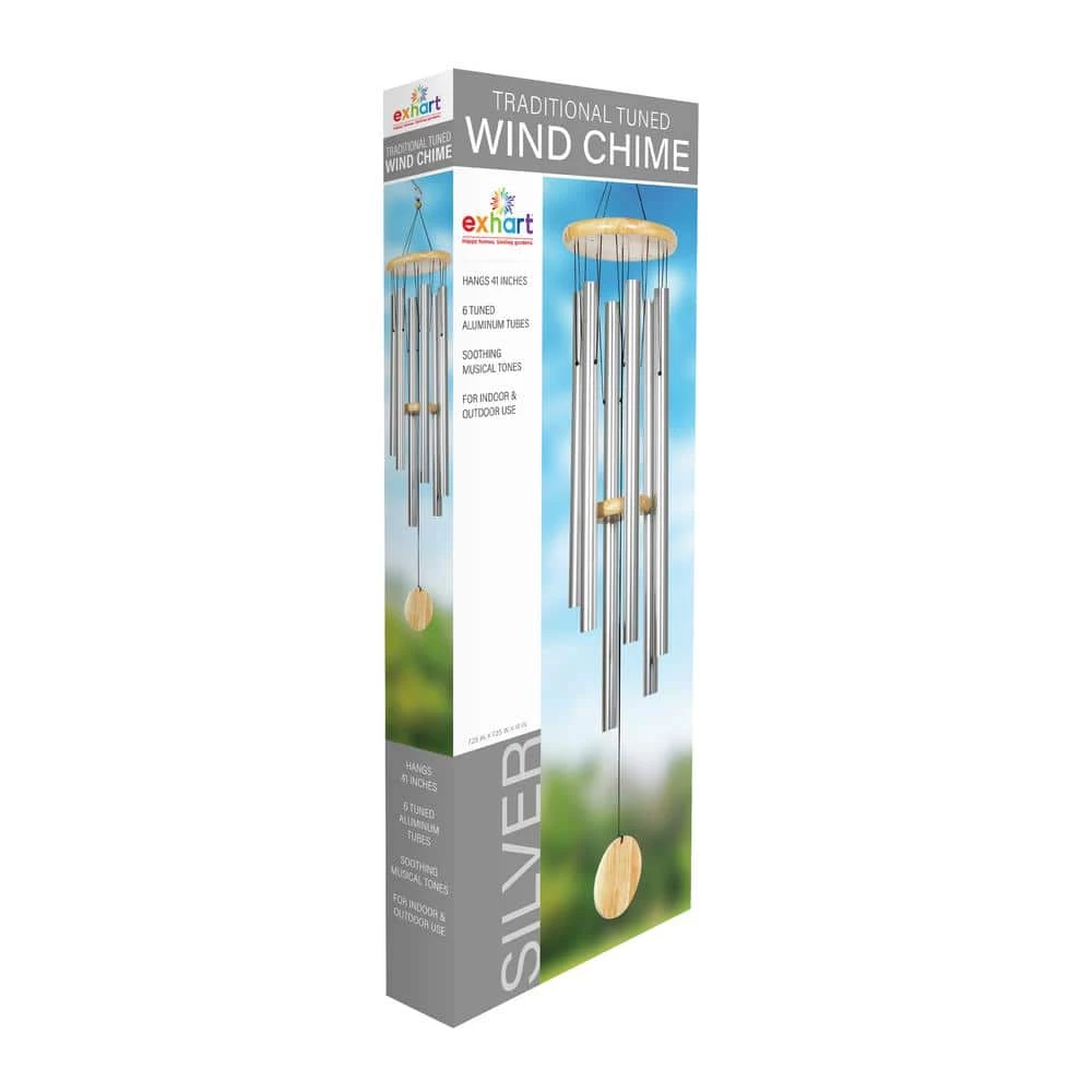 Exhart Silver Large Metal Wind Chimes 7 Exhart Silver Large Metal Wind Chimes - Image 6