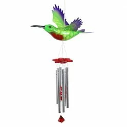 Exhart Solar Hummingbird Fluttering Wings Metal Wind Chimes