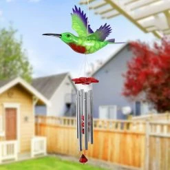 Exhart Solar Hummingbird Fluttering Wings Metal Wind Chimes -Cheap Good Directions Store exhart wind chimes 40217 rs c3 1000