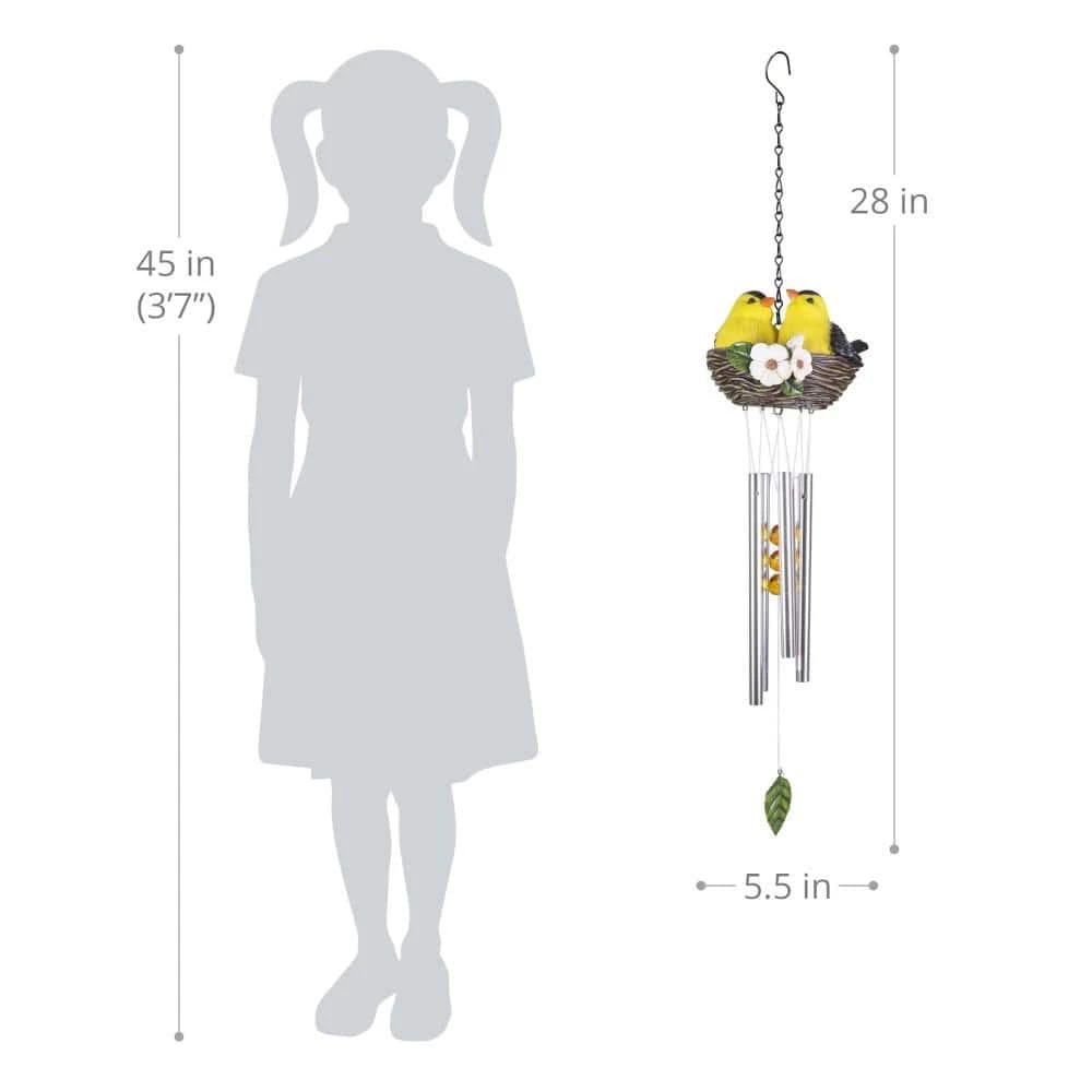 Exhart 6 in. x 28 in. Nesting Orioles with Flowers Hand Painted, Resin Wind Chimes 7 Exhart 6 in. x 28 in. Nesting Orioles with Flowers Hand Painted, Resin Wind Chimes - Image 5