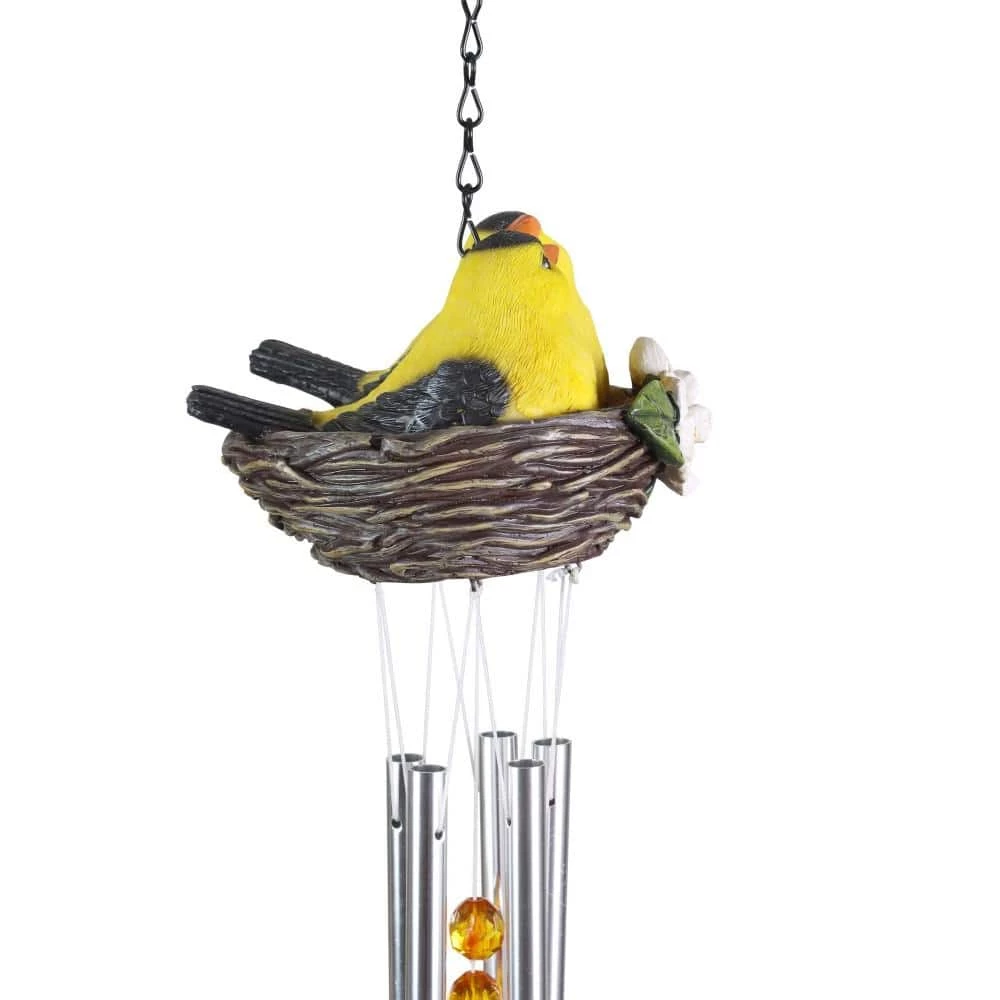 Exhart 6 in. x 28 in. Nesting Orioles with Flowers Hand Painted, Resin Wind Chimes 4 Exhart 6 in. x 28 in. Nesting Orioles with Flowers Hand Painted, Resin Wind Chimes - Image 2