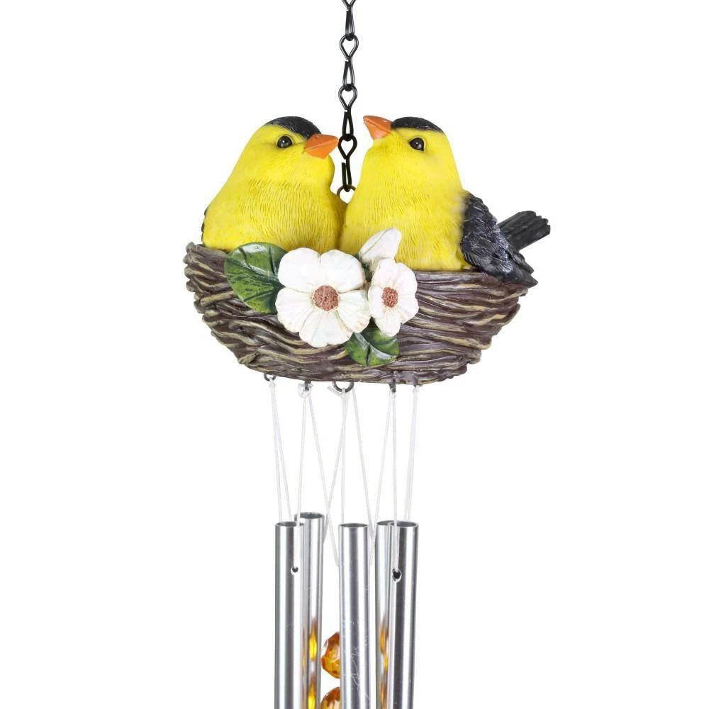 Exhart 6 in. x 28 in. Nesting Orioles with Flowers Hand Painted, Resin Wind Chimes 8 Exhart 6 in. x 28 in. Nesting Orioles with Flowers Hand Painted, Resin Wind Chimes - Image 6