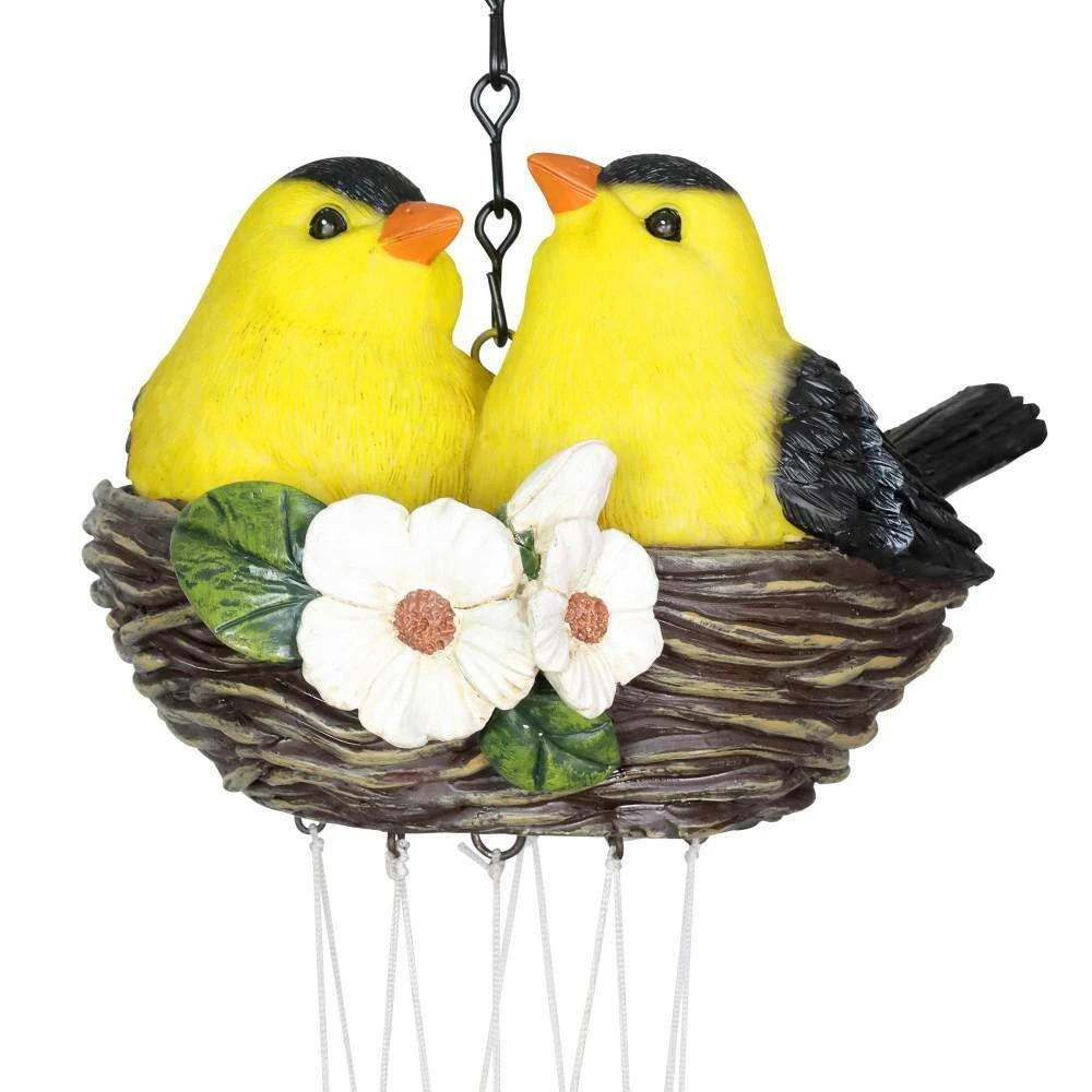 Exhart 6 in. x 28 in. Nesting Orioles with Flowers Hand Painted, Resin Wind Chimes 5 Exhart 6 in. x 28 in. Nesting Orioles with Flowers Hand Painted, Resin Wind Chimes - Image 3