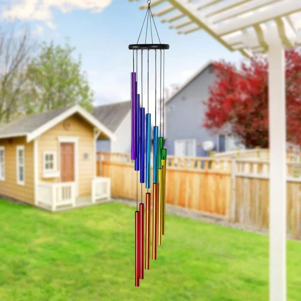 Exhart Cascading Rainbow Hand Tuned, 5.5 in. x 38 in. Metal Wind Chimes 9 Exhart Cascading Rainbow Hand Tuned, 5.5 in. x 38 in. Metal Wind Chimes - Image 7
