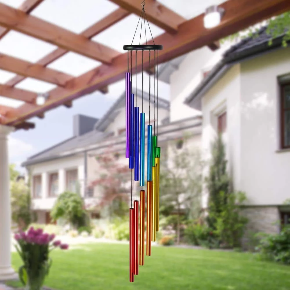 Exhart Cascading Rainbow Hand Tuned, 5.5 in. x 38 in. Metal Wind Chimes 8 Exhart Cascading Rainbow Hand Tuned, 5.5 in. x 38 in. Metal Wind Chimes - Image 6