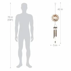 Exhart 5 in. x 42 in. Solar Sun with Crackle Ball, Metal Wind Chimes 13 Exhart 5 in. x 42 in. Solar Sun with Crackle Ball, Metal Wind Chimes -Cheap Good Directions Store exhart wind chimes 74369 rs 1f 1000