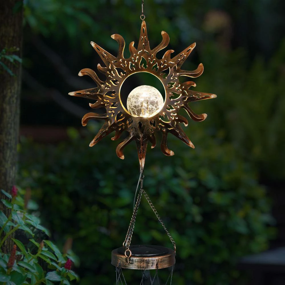 Exhart 5 in. x 42 in. Solar Sun with Crackle Ball, Metal Wind Chimes 10 Exhart 5 in. x 42 in. Solar Sun with Crackle Ball, Metal Wind Chimes - Image 8