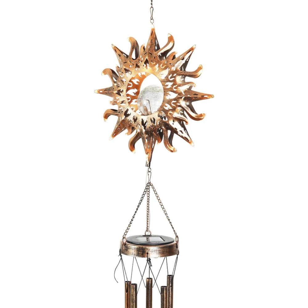 Exhart 5 in. x 42 in. Solar Sun with Crackle Ball, Metal Wind Chimes 8 Exhart 5 in. x 42 in. Solar Sun with Crackle Ball, Metal Wind Chimes - Image 6