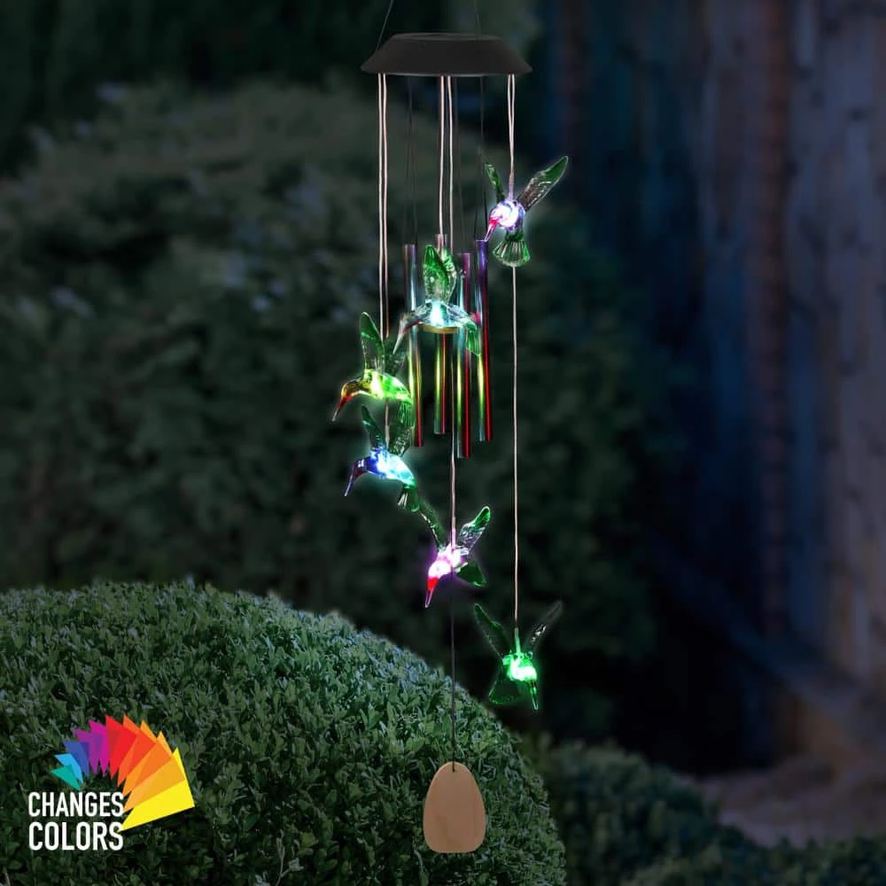 Exhart 5 in. x 26 in. Solar Hummingbird with Color Changing LED lights, Plastic Wind Chimes 10 Exhart 5 in. x 26 in. Solar Hummingbird with Color Changing LED lights, Plastic Wind Chimes - Image 8