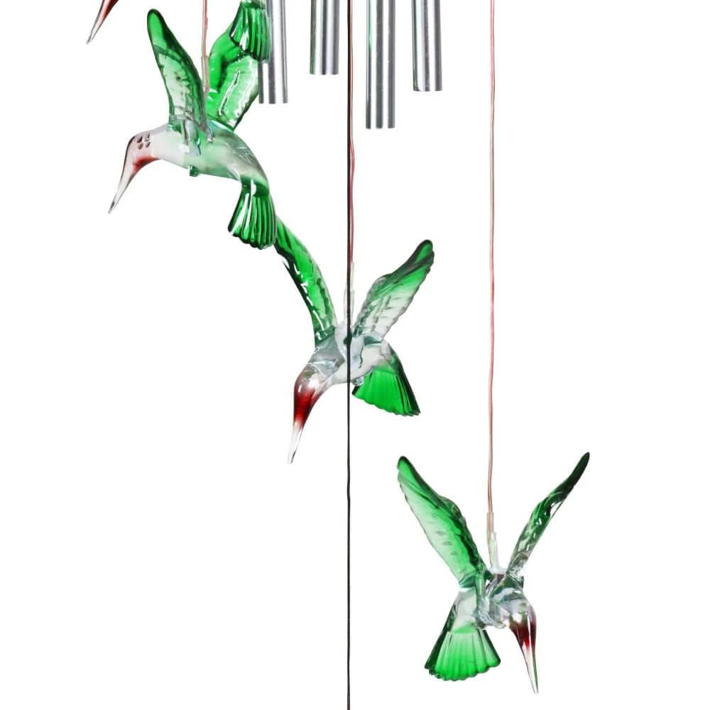 Exhart 5 in. x 26 in. Solar Hummingbird with Color Changing LED lights, Plastic Wind Chimes 7 Exhart 5 in. x 26 in. Solar Hummingbird with Color Changing LED lights, Plastic Wind Chimes - Image 5