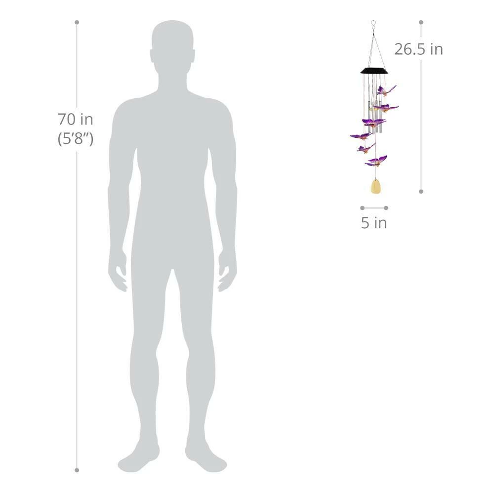 Exhart Solar Butterfly with Color Changing LED lights, 5 by 26 Inches Plastic Wind Chimes 6 Exhart Solar Butterfly with Color Changing LED lights, 5 by 26 Inches Plastic Wind Chimes - Image 4